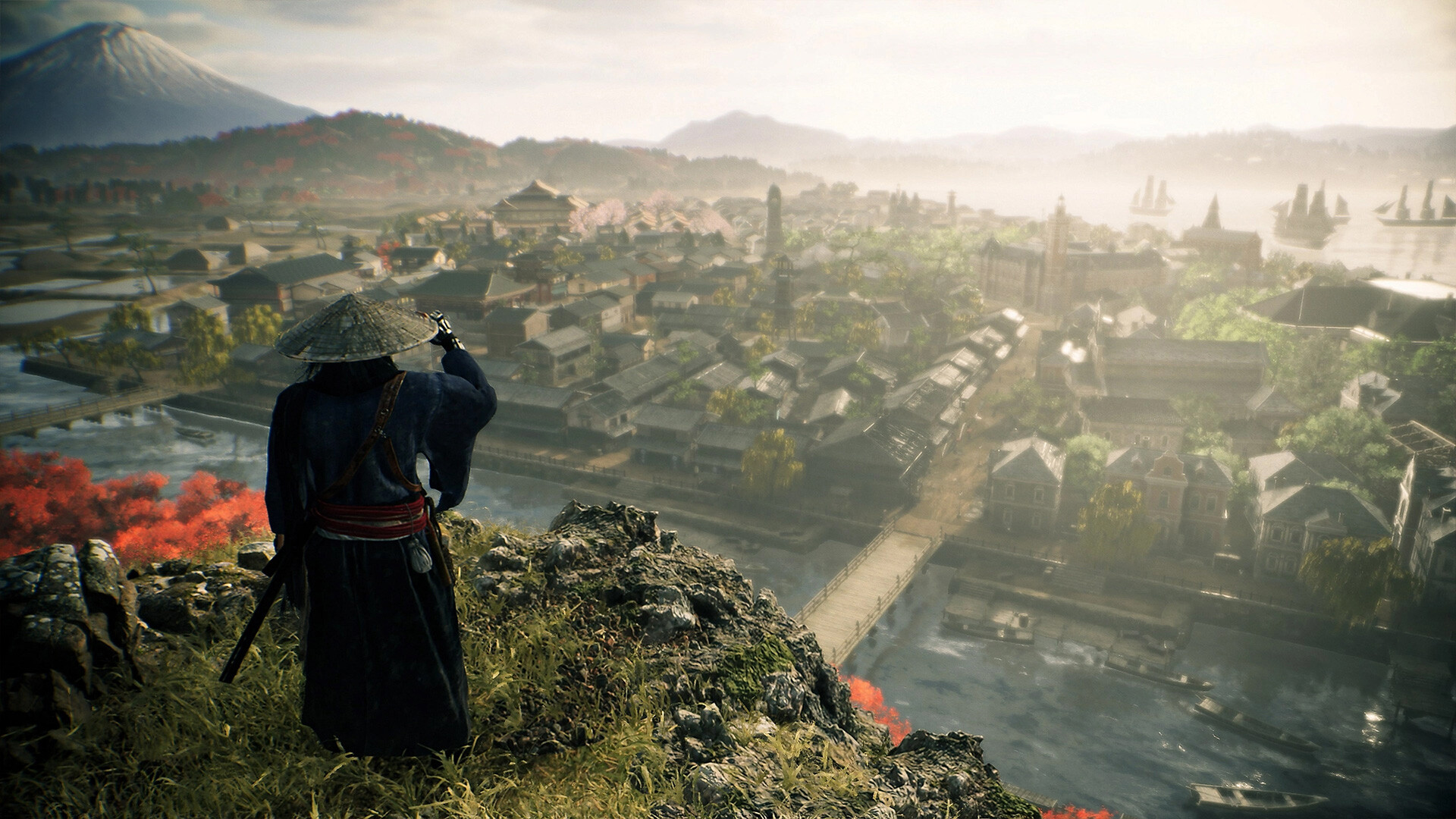 Rise of the Ronin – Ronin blickt über eine Stadt