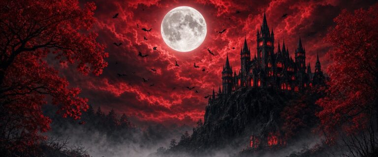 SaemTV Charity-Event Scarety: gruseliges Schloss unter rotem Vollmond