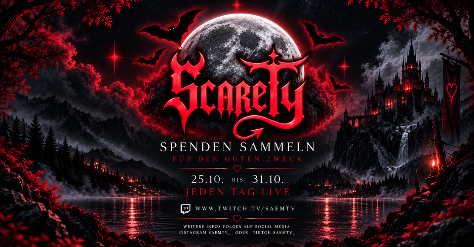 Offizielles Banner zum Scarety-Charity-Event von SaemTV vom 25. bis 31. Oktober