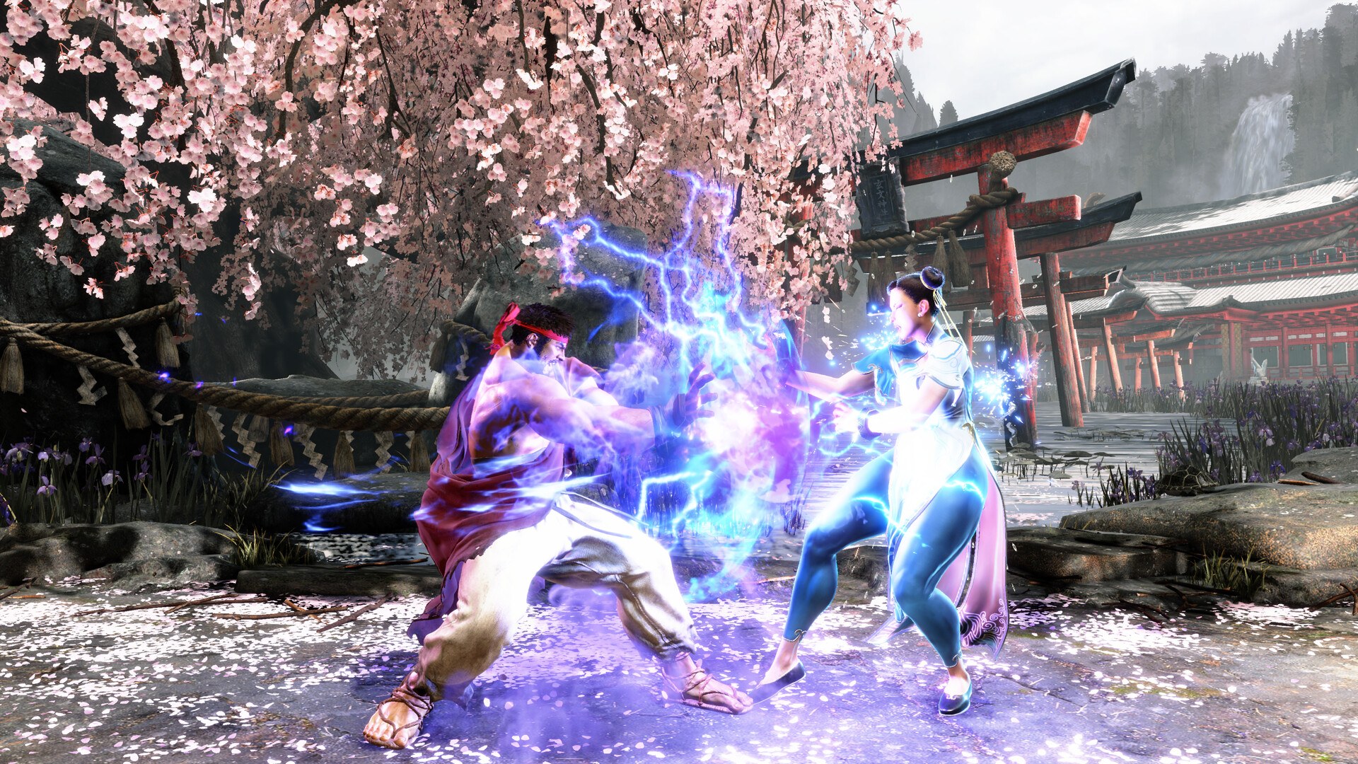 Street Fighter 6 – Duell auf einer verschneiten Stage mit Kirschblüten