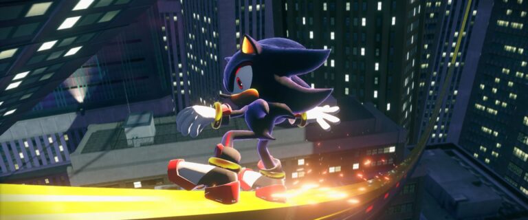 Sonic X Shadow Generations – Shadow rast durch eine nächtliche Stadt