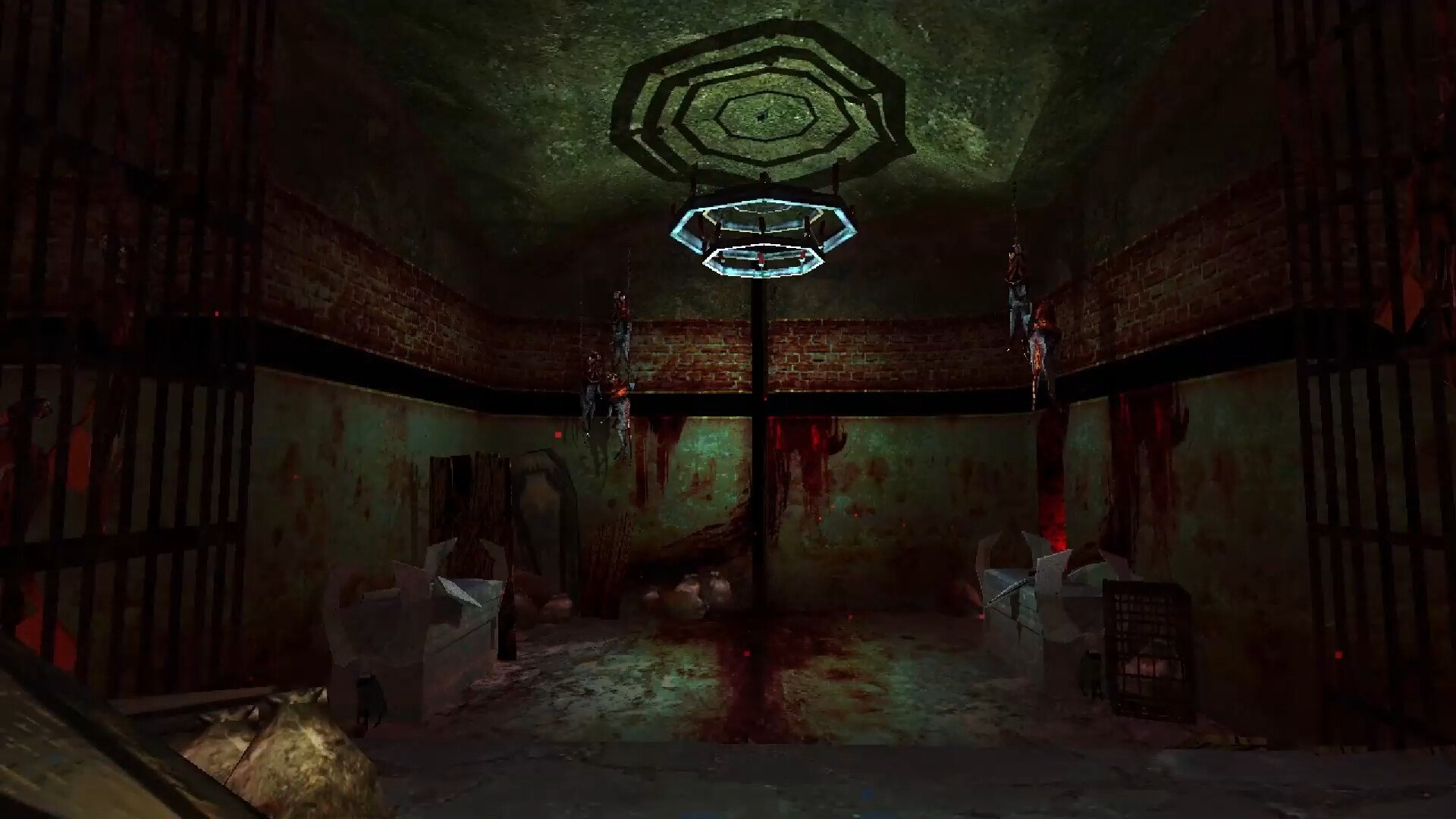 Sorry We're Closed – Dunkler Raum mit blutigen Spuren