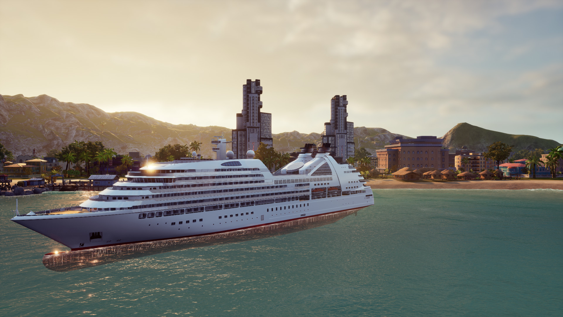 Tropico 6: Ein Kreuzfahrtschiff vor der Skyline