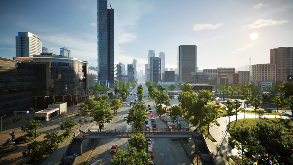 inZOI – Stadt mit Hochhäusern und Straße in realistischer Grafik