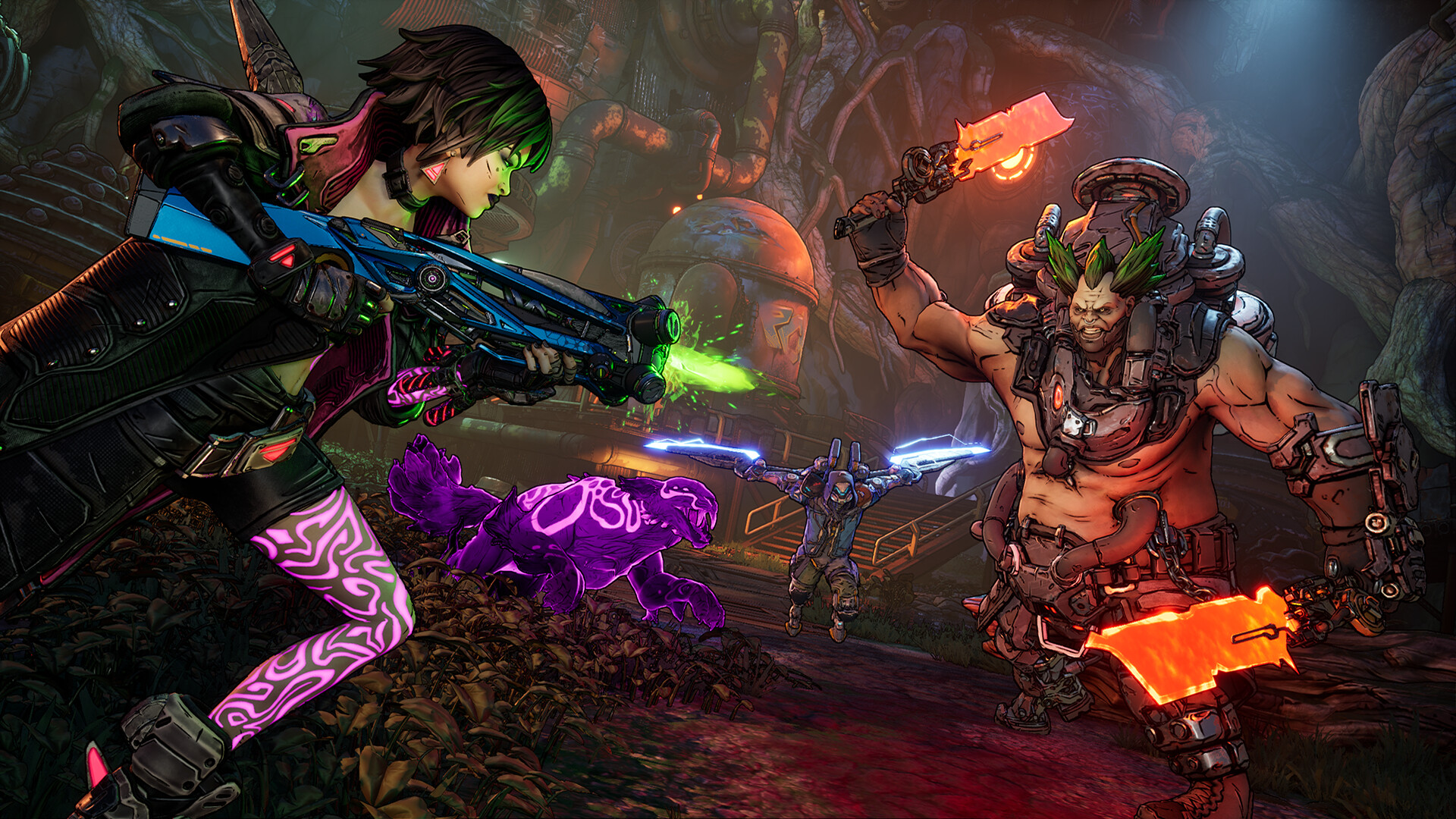Borderlands 4: Eine Kammerjägerin kämpft mit einer leuchtenden Waffe gegen Gegner