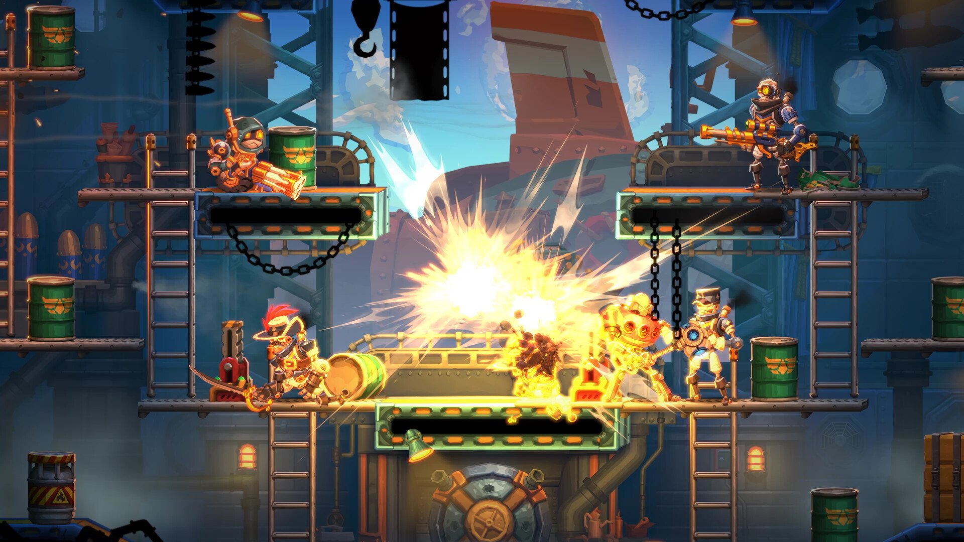 SteamWorld Heist II – Explosion während eines Gefechts