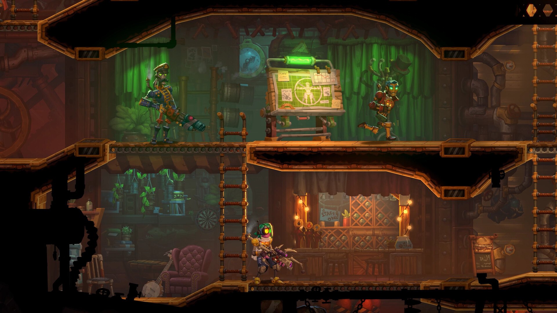 SteamWorld Heist II – Hafenkneipe mit Robotern