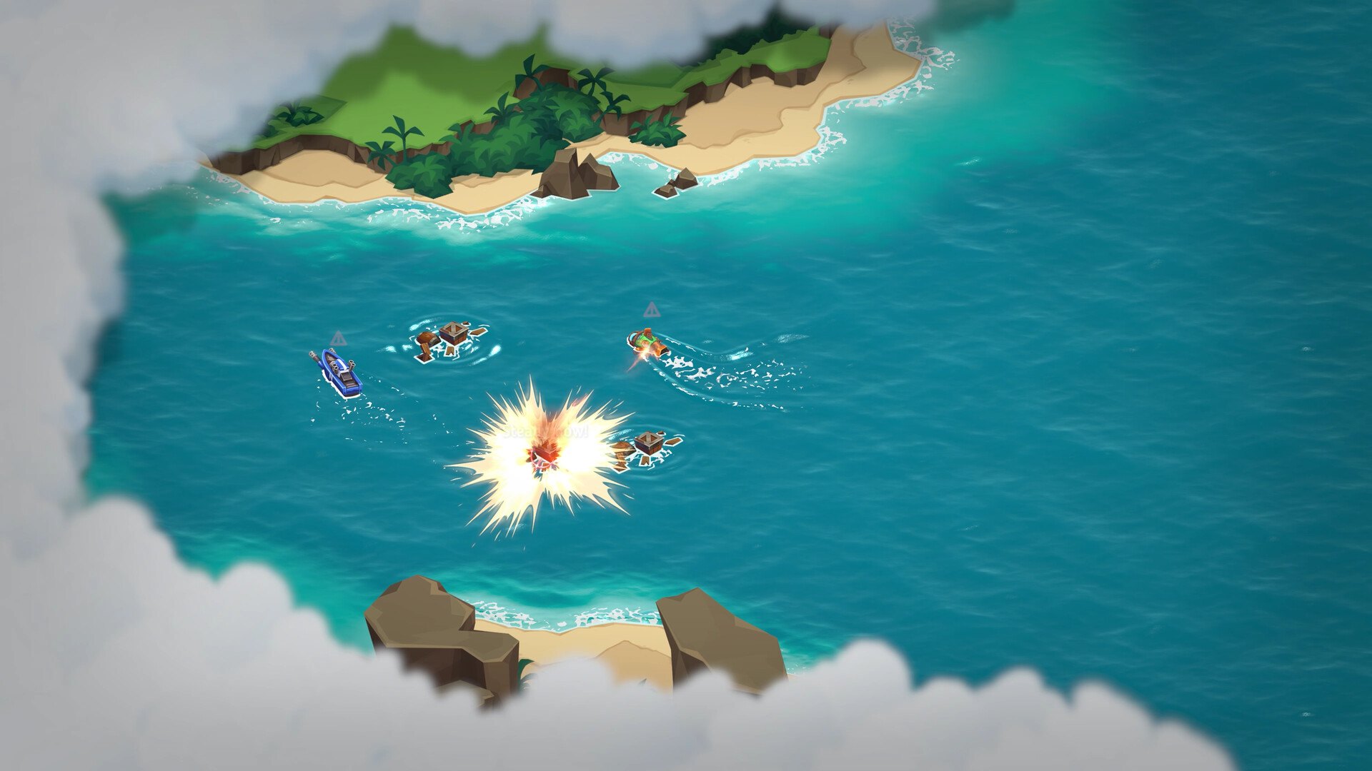 SteamWorld Heist II – U-Boot auf dem Meer neben einer Insel
