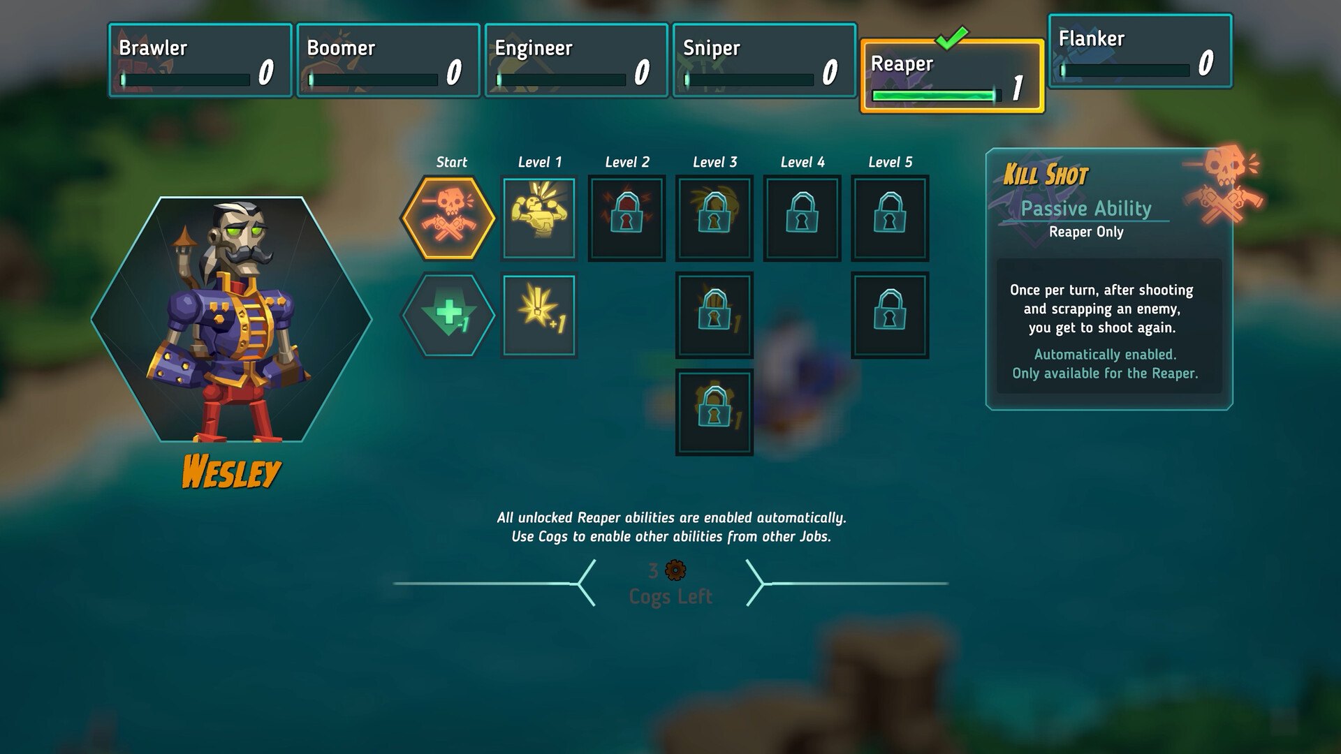 SteamWorld Heist II – Klassenmenü eines Roboters
