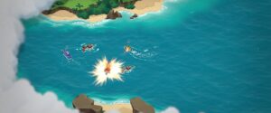 SteamWorld Heist II – U-Boot auf dem offenen Meer neben einer grünen Insel