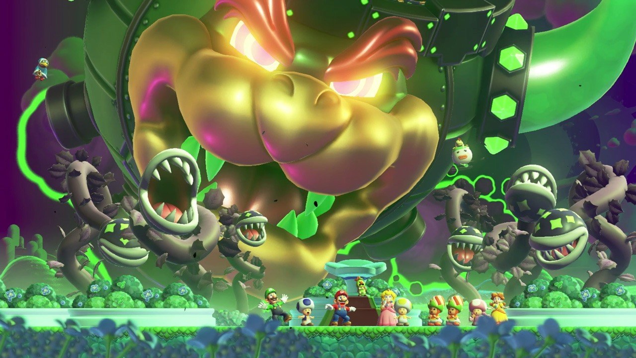 Super Mario Bros. Wonder – Bowser schwebt bedrohlich über Mario und seinen Freunden