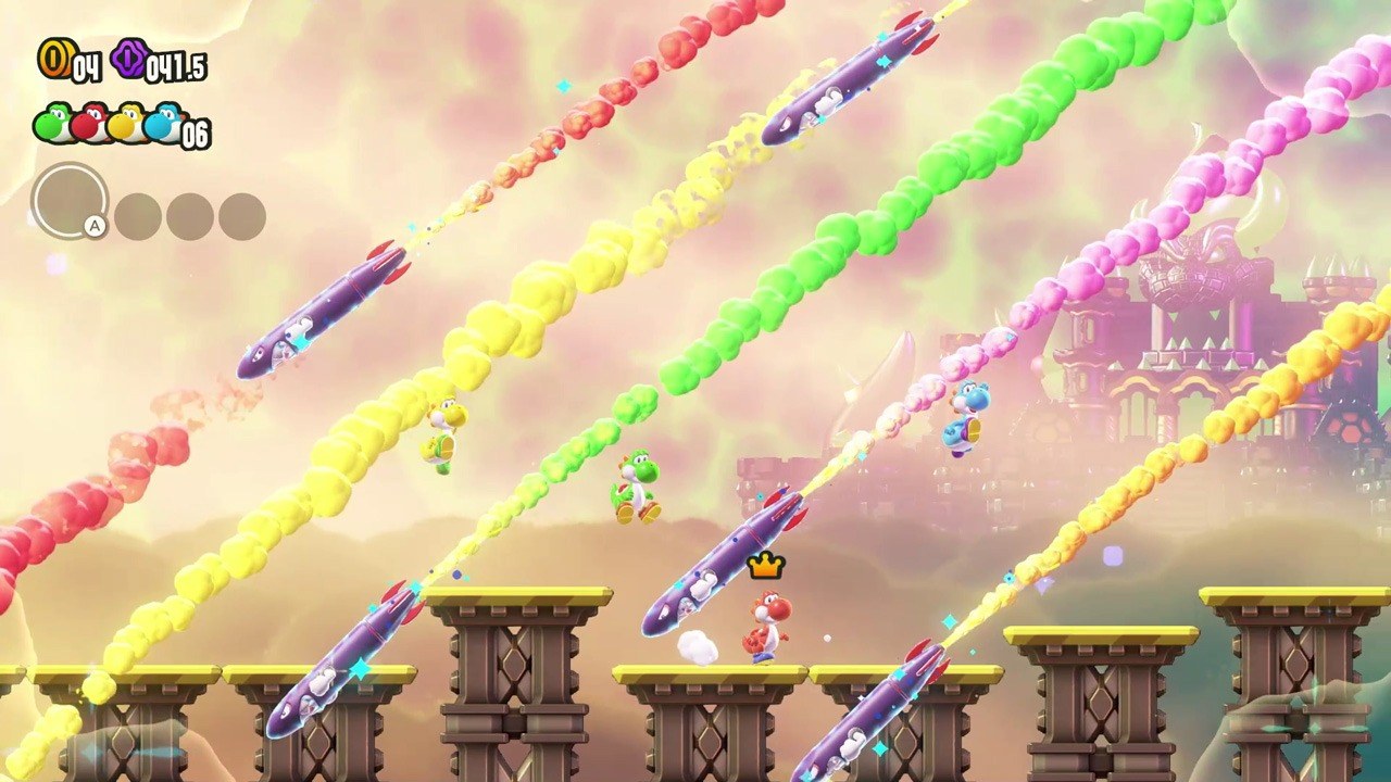 Super Mario Bros. Wonder – Raketen fliegen mit bunten Rauchschweifen