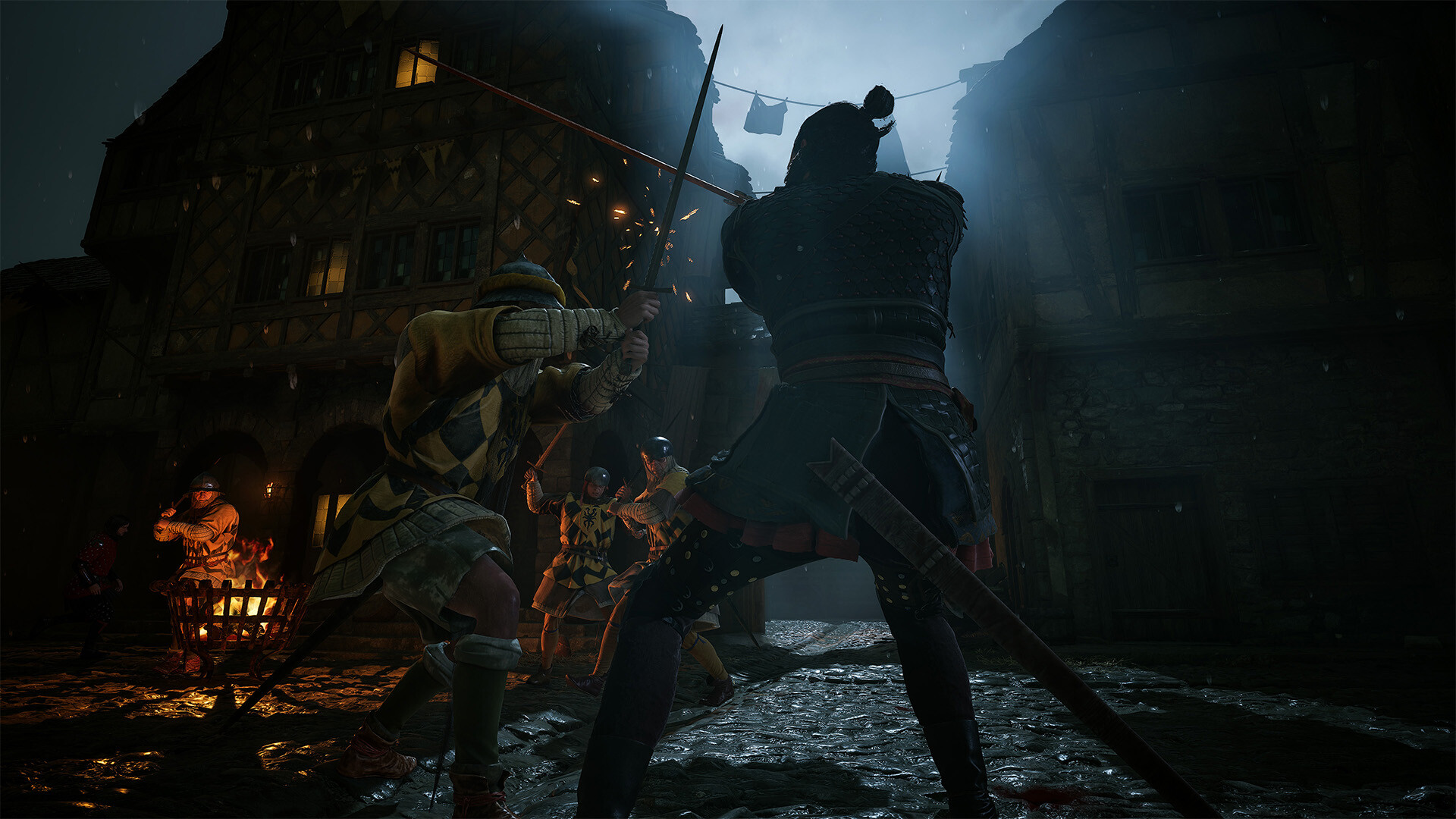 The Blood of Dawnwalker – Coen kämpft nachts mit dem Schwert gegen mehrere Gegner