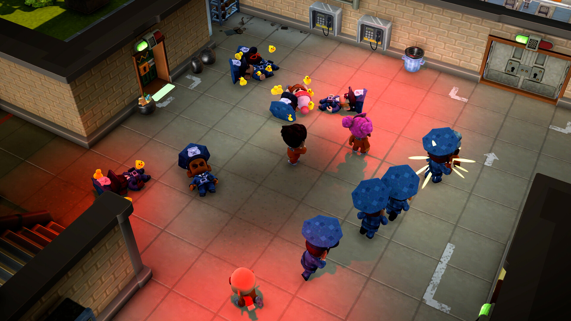 The Escapists 3 Screenshot: Wärter umstellen Häftlinge im Gefängnishof