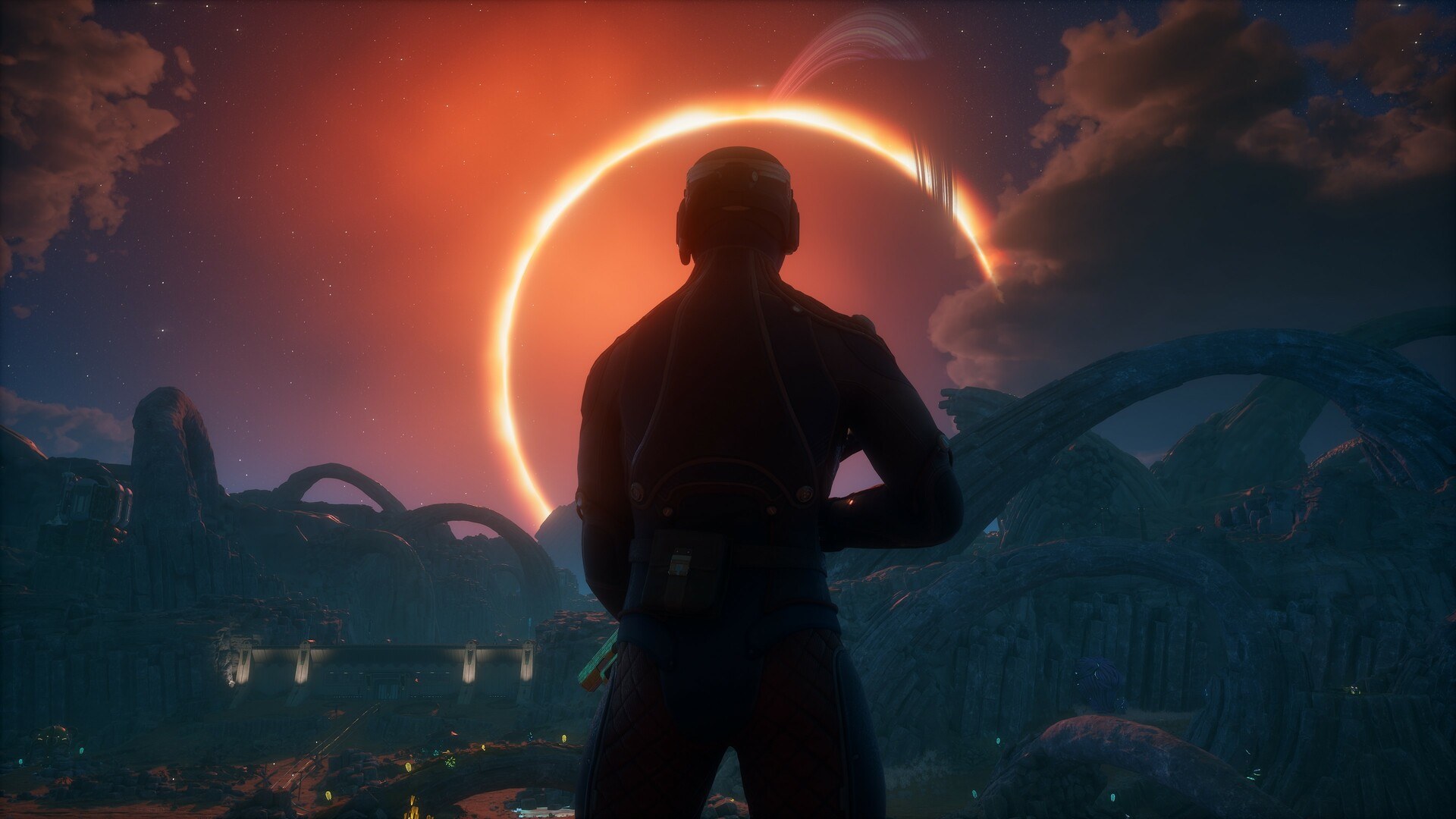 The Outer Worlds 2 – Silhouette vor einer Sonnenfinsternis