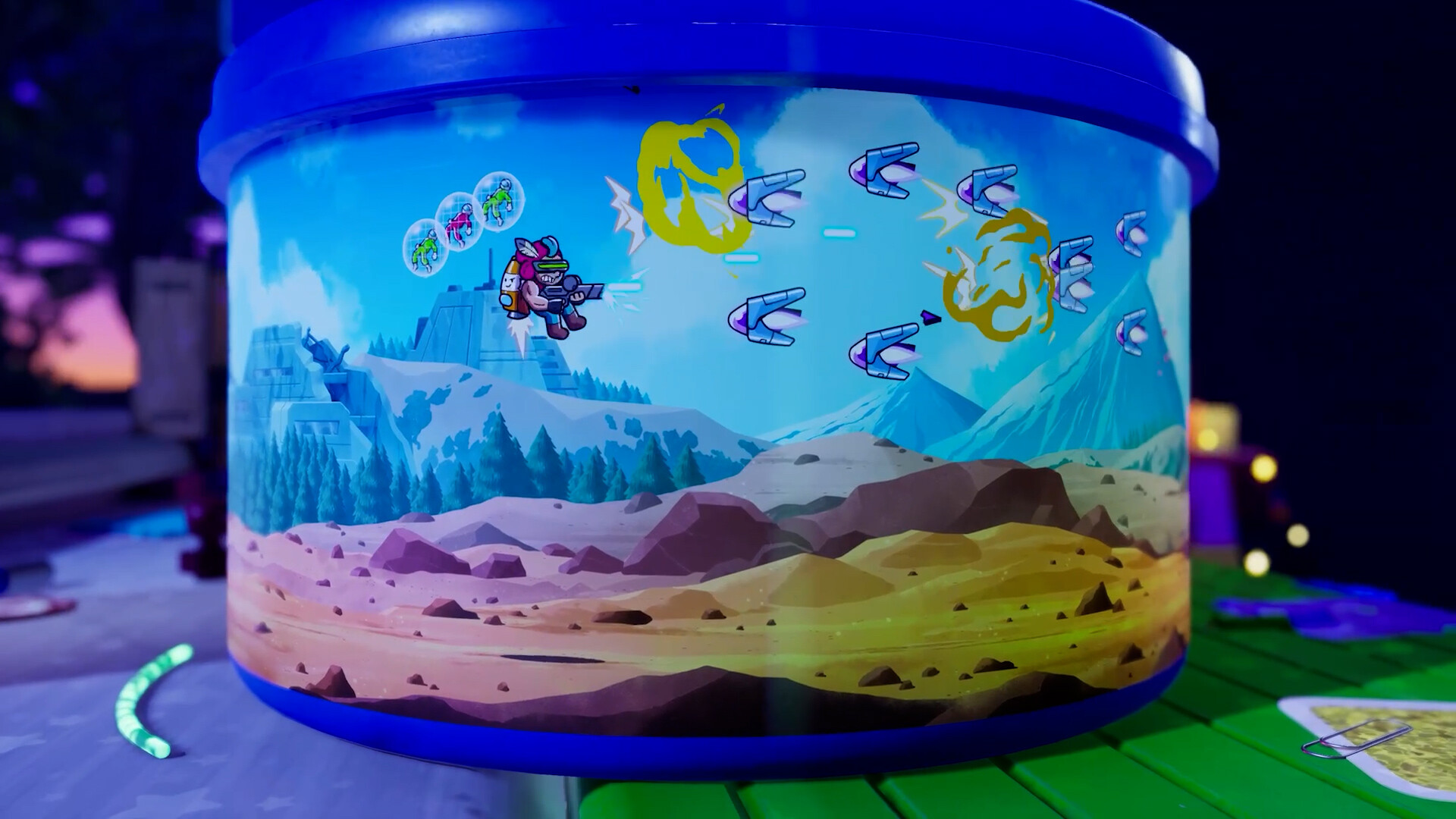 The Plucky Squire – Shoot-em-up-Abschnitt auf einer Dose