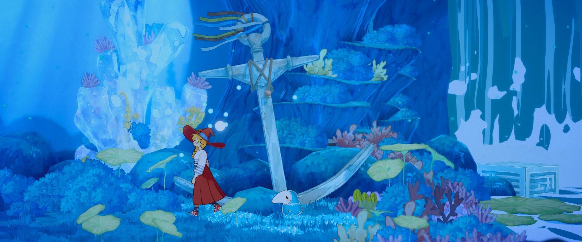 The Witch's Bakery – Lunne in einer blauen Unterwasser-Herzwelt mit Korallen und Anker