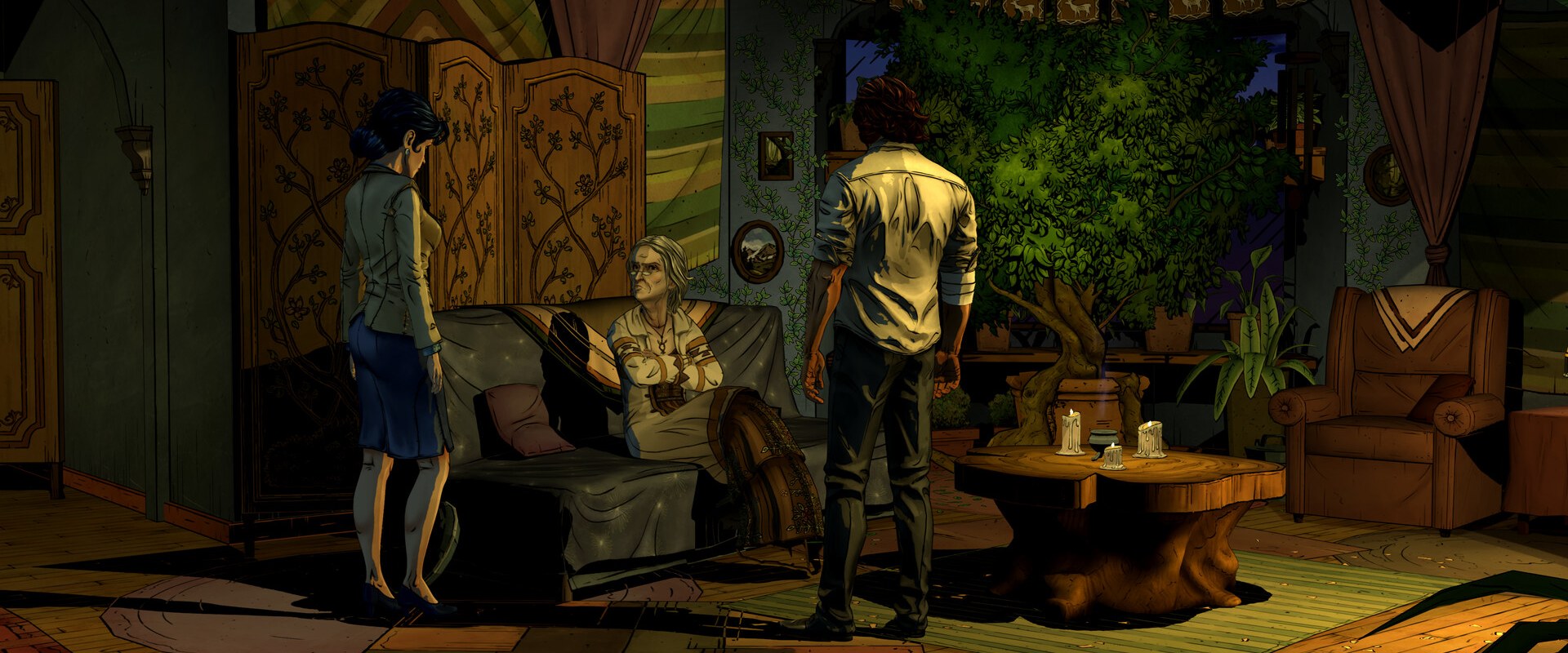 The Wolf Among Us Remastered – Bigby Wolf und Snow White in einer gemütlichen Wohnung