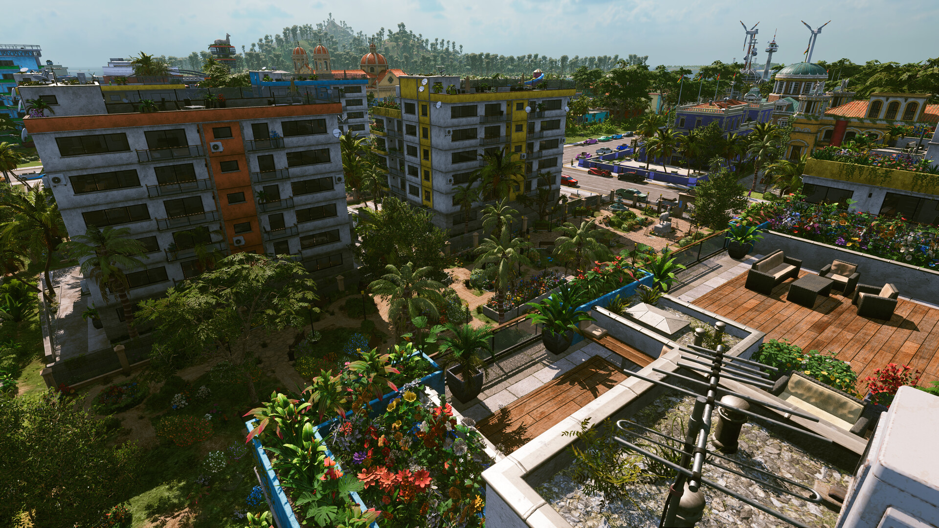 Tropico 7 Screenshot: Hochhäuser und Dachterrassen