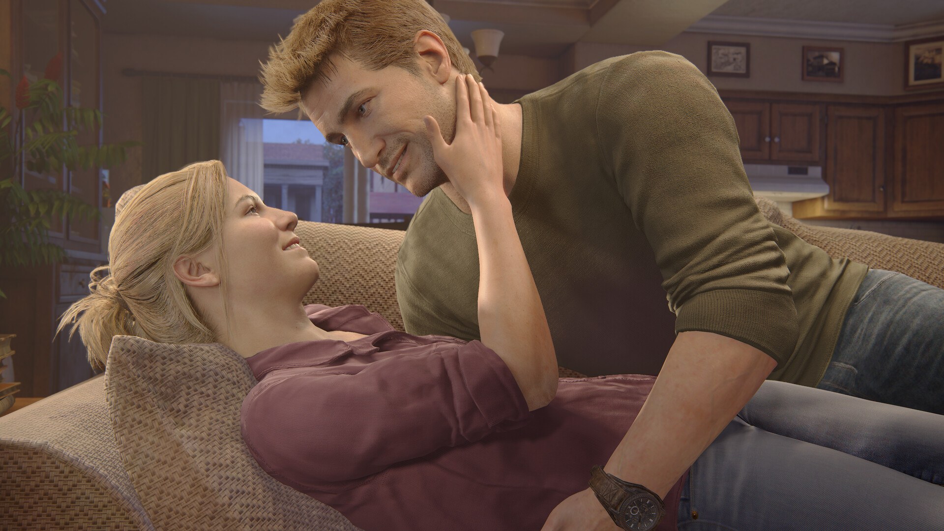 Uncharted 4 – Nathan und Elena auf dem Sofa