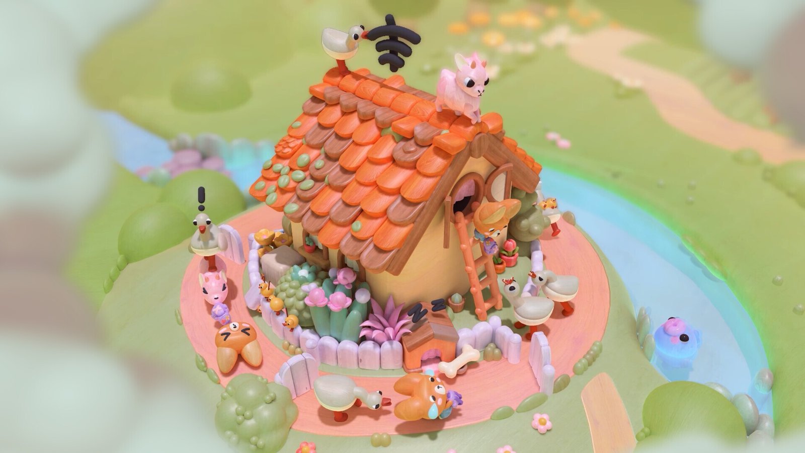 Woodo: Buntes Holzhaus mit Ziegeldach